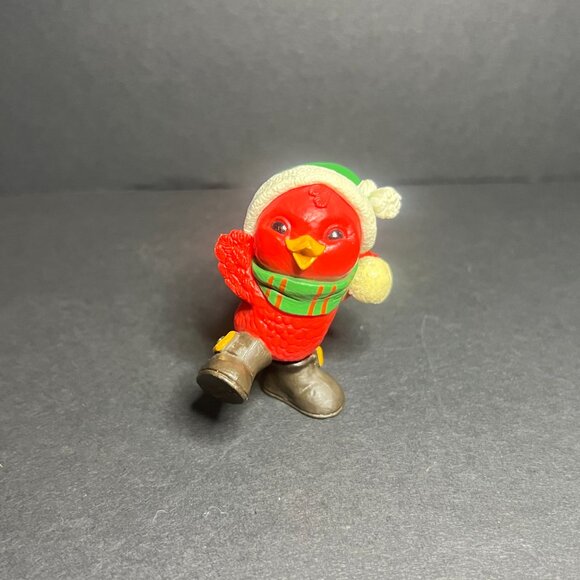 Vintage 1980s Lot of 3 Flocked & Plastic Red Cardinal Bird Christmas Ornaments - Picture 6 of 8